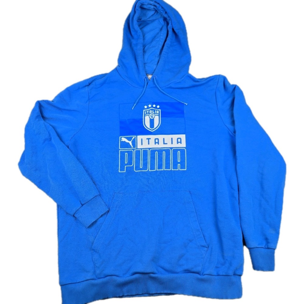 Puma Blue Italy‎ National Team FtblCore Team Pullover Hoodie Men's Size Large